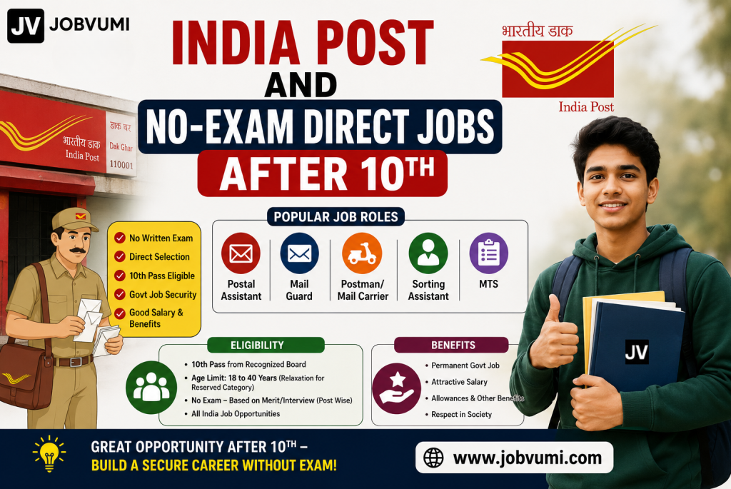 India Post and No-Exam Direct Jobs After 10th