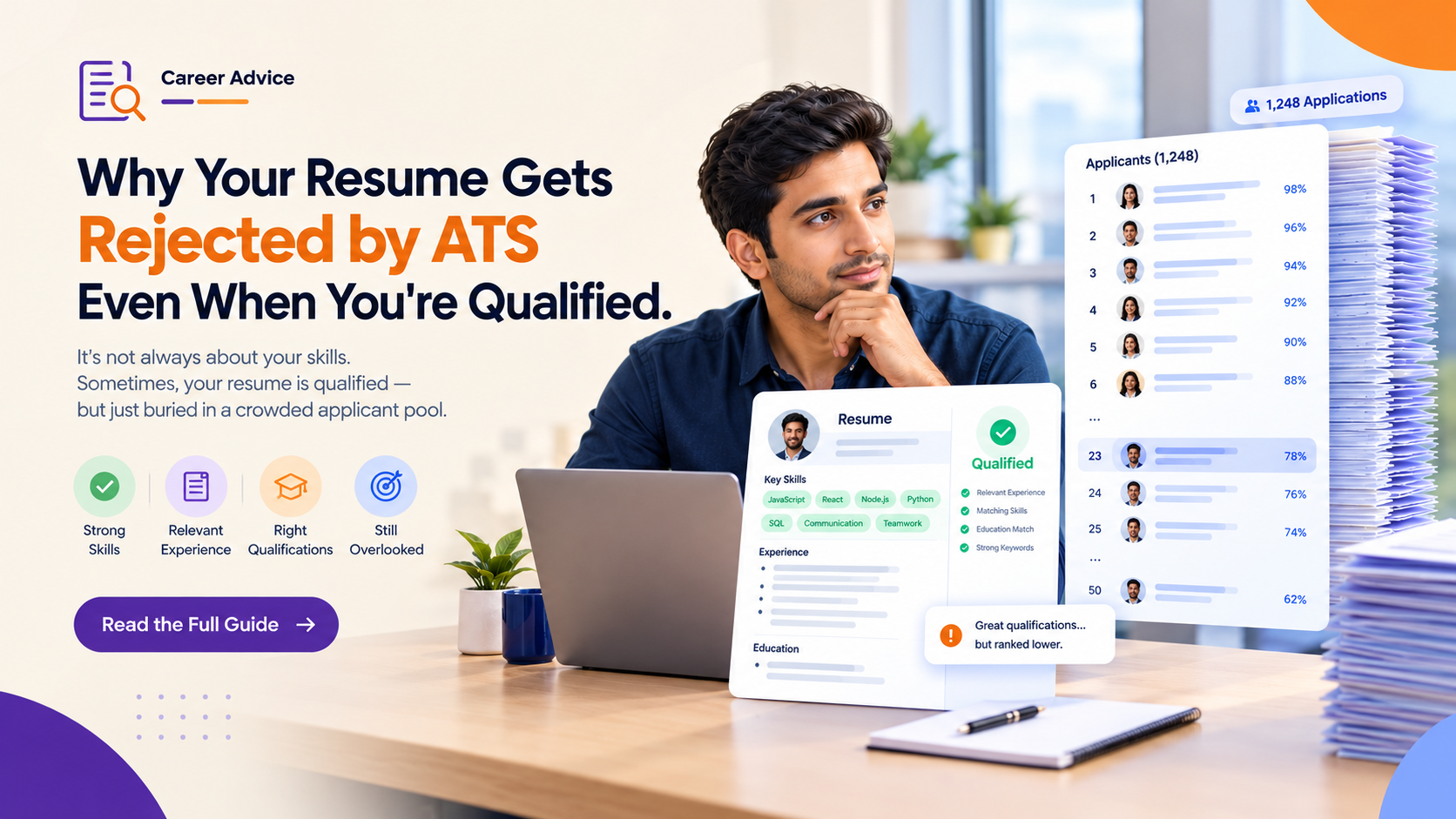 Qualified job seeker's resume ranked lower in an applicant tracking system (ATS) despite matching job requirements.